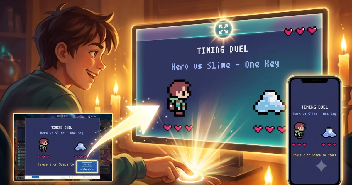 ワイド表示で遊ぶ Pyxel ゲーム